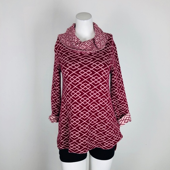MOTH Red Geometric Printed Cowl Neck Sweater Tunic - Picture 4 of 7